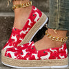 Stylish Women's Deer Print Canvas Shoes: Comfortable Slip-On Espadrille Shoes with Platform - Perfect for Christmas