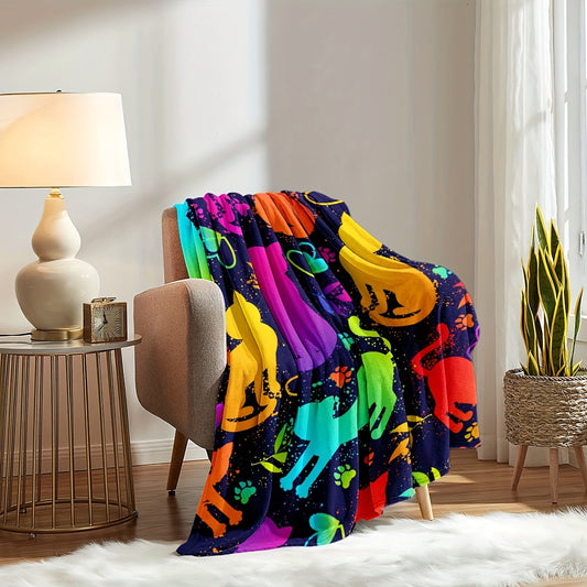 Stay warm and cozy wherever you go with this Colorful Kitten Flannel Throw Blanket. This charming blanket is made of soft flannel fabric, making it perfect for cuddling up on your couch, bed, sofa, car, office, or even while camping and travelling.