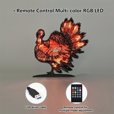 Elegant LED-Lit Turkey Wooden Art Carving: The Perfect Gift and Decor for Turkey Lovers