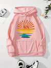 Sun & Sea: Vintage-inspired Drawstring Kangaroo Pocket Hoodie - Stylish Women's Sweatshirt