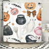 Halloween Cute Ghost Shower Curtain Set: Spooky Holiday Home Bathroom Decor for Boys and Girls