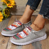 Geometric Design Canvas Shoes for Women - Low Top Lace Up Flat Sneakers for Casual Wear