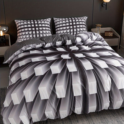 Dreamscape: 3-Piece Three-Dimensional Black and White Duvet Cover Set for Ultimate Bedroom Comfort (1*Duvet Cover + 2*Pillowcases, Without Core)