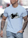 Men's Summer Graphic Tee with Black Cat Pattern Print: Embrace Style and Comfort with Temu's Slightly Stretch T-Shirt