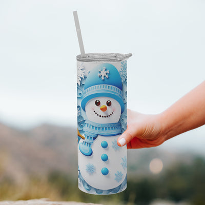 20oz Charming Snowman Pattern Tumbler – Perfect for Car, Home, Office, and Travel