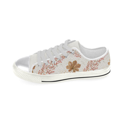 Fall Floral Shoes, Bloomy Leaves Women's Classic Canvas Shoes