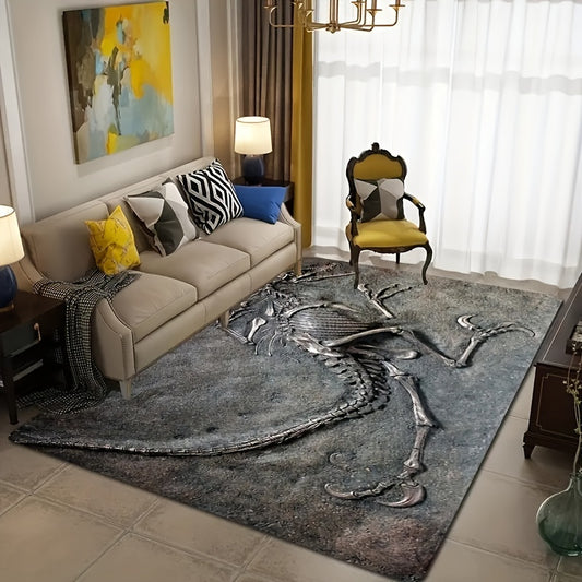 Bring the Jurassic period to your living space with this Dinosaur Fossil Patterned <a href="https://canaryhouze.com/collections/rugs-and-mats">Carpet</a>. Featuring a sophisticated, fossil-like print, this carpet is perfect for adding a prehistoric twist to your home decor. The brushed 100% polyester pile ensures a soft-to-the-touch feel, ensuring comfort and convenience.
