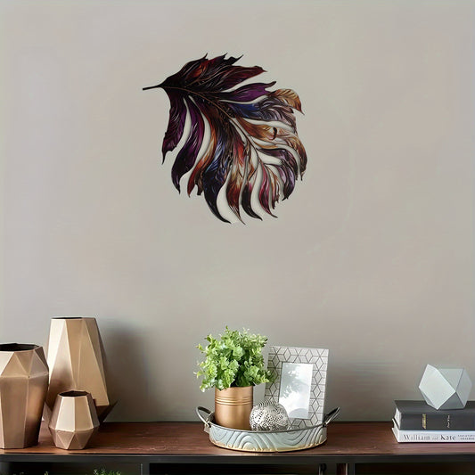 Decorative Metal Art Feather Wall Stickers - Self-Adhesive, Removable, Perfect for Home, Living Room, Bedroom, and Nursery Decor