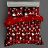 Festive Delight: Christmas Themed Checkered Elk & Snowflake Duvet Cover Set - Bring Joy to Your Bedroom!(1*Duvet Cover + 2*Pillowcases, Without Core)