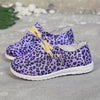 Stylish Purple Leopard Print  Women's Canvas Shoes - Lightweight and Comfortable Lace-Up Walking Shoes