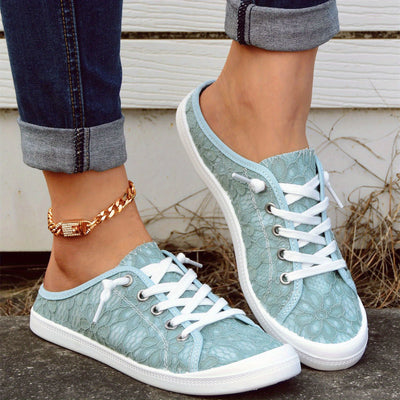 Women's Blue Floral Canvas Shoes - Comfortable and Stylish Outdoor Shoes