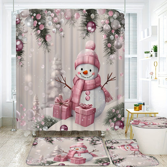 This festive snowman shower curtain set is the perfect way to add some holiday cheer to your bathroom. The waterproof material ensures durability and easy maintenance, while the stylish design is sure to impress your guests. Make your Christmas season even more special with this charming bath decor!