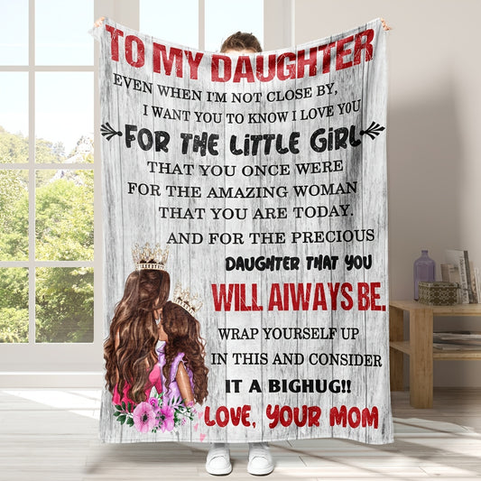 This high-quality "To My Daughter" Blanket from Mom will keep your daughter warm and cozy. With a heartfelt letter printed on a soft, luxurious throw, it's the perfect meaningful gift for your daughter. Show her your love and appreciation with this special blanket.