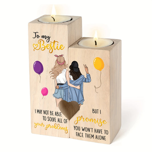 Personalized Wooden Candle Holder Set: Perfect Gift for Couple's Birthday or Anniversary, Heartwarming Home Decoration