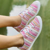 Women's Colors Striped Pattern Canvas Shoes, Lightweight Outdoor Shoes