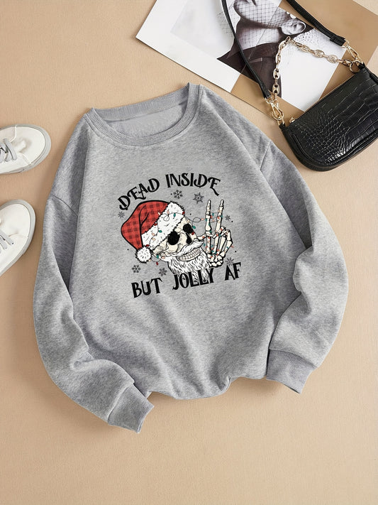 Update your casual wardrobe with this Funny Skull and Letter Print Sweatshirt. The playful skull and letter design and comfortable fabric will make it an ideal addition to your everyday wardrobe. Its stylish design is perfect for all kinds of casual occasions.