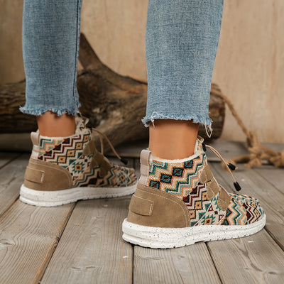 Warm and Stylish: Women's Plush-Lined Snow Boots with Tribal Patterns and Flat Ankle for Cozy Winter Adventures