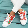 Festive Footwear: Women's Christmas Print Canvas Shoes – Casual Lace-up Outdoor Shoes Lightweight Low-top Sneakers