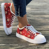 Add a festive flair to your look with these stylish reindeer pattern sneakers. The trendy raw trim canvas shoes provide casual comfort and a unique touch of holiday cheer. Perfect for any occasion, these shoes are sure to turn heads.