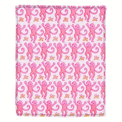 Kawaii Monkey Flannel Blanket: Cozy and Cute Blanket for Kids and Adults, Ideal for Home, Picnics, and Travel