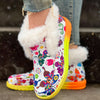 Women's Colorful Butterfly Pattern Shoes: Slip-on Fluffy Soft Sole Winter Plush Shoes with Fleece Lining