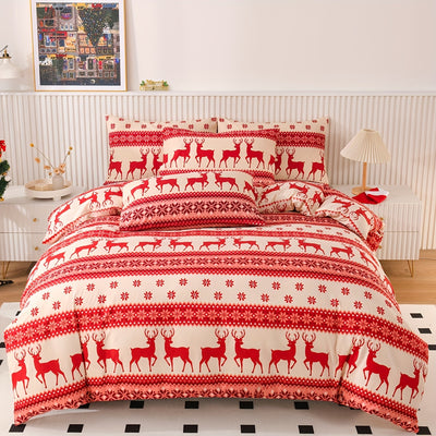 Cozy Christmas Deer Duvet Cover Set: Enhance Your Bedroom and Guest Room in Warmth and Style