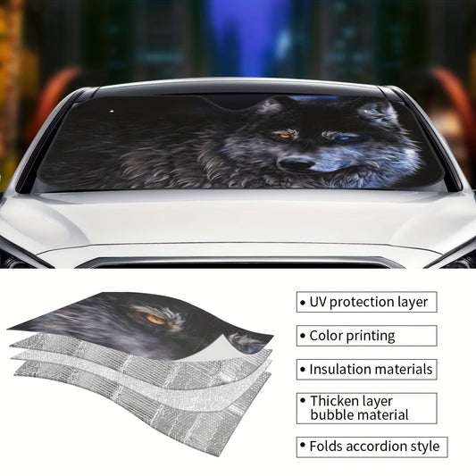 Wolf-Eyes Car Sun Shade: The Ultimate UV Blocker and Visor Protector with Free Suction Cups