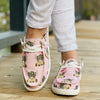 Cute and Comfortable Women's Cow Design Print Canvas Shoes - Low Top Lace Up Round Toe Casual Walking Shoes