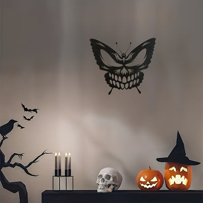 Bring the spooky spirit to your home or office with this Halloween Metal Art Skull Butterfly Wall Decoration. This unique craft ornament is made of metal and is perfect for adding a festive touch to any space, from living rooms to nurseries.