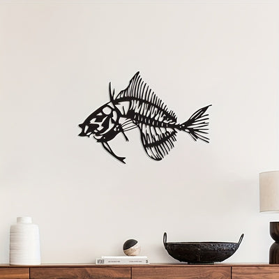 North American Wrought Iron Marine Fish Silhouette Pendant: Exquisite Metal Art for Living Room and Outdoor Décor