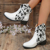 Stylish and Versatile: Women's Cow Pattern Boots - Slip-on, Chunky Heel, Western Comfy Boots for a Trendy Look