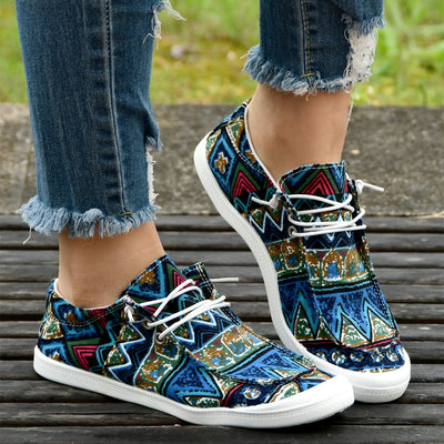 Stylish Ethnic Pattern Canvas Shoes for Women - Comfortable and Non-Slip Casual Walking Shoes