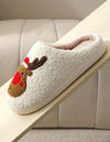 Festive Cartoon Christmas Deer Print Slippers: Slip-On, Non-Slip, Warm and Cozy Indoor Shoes