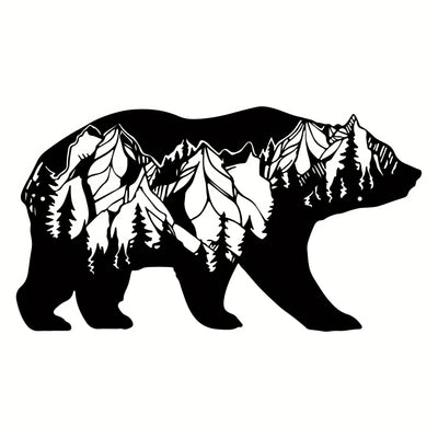 Wildlife Harmony: Metal Bear and Forest Wall Art - A Modern Décor Masterpiece for Nature Enthusiasts