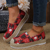 Christmas Style Women's Santa Claus Pattern Espadrille Loafers: Festive Slip-On Shoes for Casual Holiday Ensembles