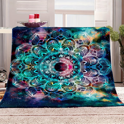 Bohemian Flowers: Super Soft Mandala Totem Flannel Blanket for Kids and Adults - Premium Plush Throw Blanket for Bedroom, Bed, Sofa, Chair - Perfect Birthday and Christmas Decor Gift