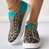 Colorful Leopard Print Women's Canvas Shoes, Fashion Low Top Ombre Flat Sneakers, Casual Walking Shoes