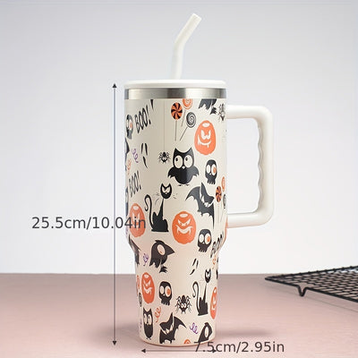 New 1200ml 5D Printed Christmas Bat & Pumpkin Tumbler, Large Capacity Car Car Cup, Ice Cream Beer Cup