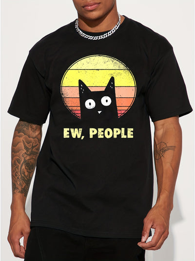 Black Cat Print T-Shirt: Hip Hop Style Tees for a Trendy Summer Holiday Gift