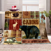 Cozy up with the Vintage Wild Bear Print Flannel Blanket: The Ultimate Soft Throw for Home, Office, and Travel