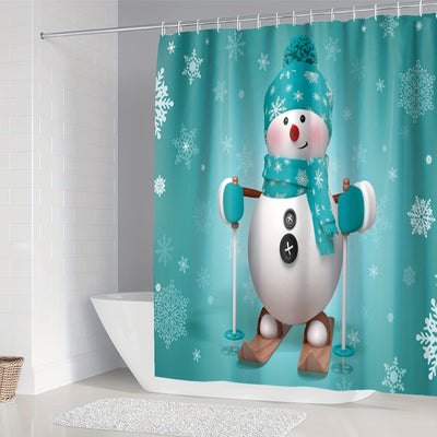 Winter Wonderland: 4-Piece Snowman Pattern Shower Curtain and Bathroom Accessories Set