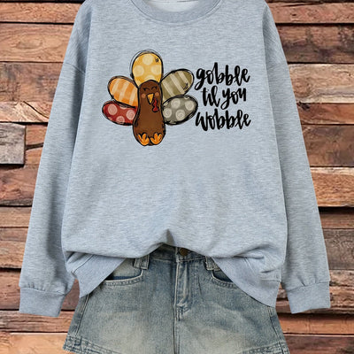 Sassy and Comfy: Women's Plus-Size Thanksgiving Casual Sweatshirt with Chicken Print