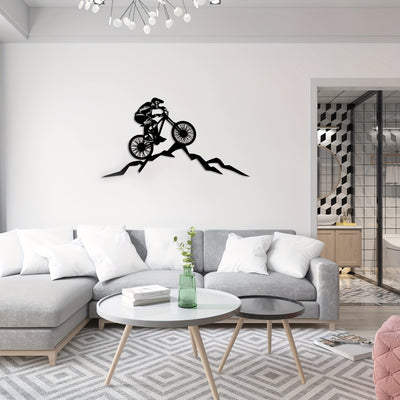 Eye-Catching Mountain Biker Metal Wall Art: Fade-Resistant and Rust-Free Aluminum Composite Wall Decor for Adventurous Spaces