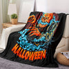 Pumpkin Man Halloween Theme Blanket: Cozy Flannel Throw for All-season Home Decor