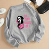 Skull & No You Hang Up Print Pullover Sweatshirt, Casual Long Sleeve Crew Neck Sweatshirt For Fall & Winter, Women's Clothing