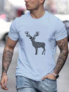 Christmas Deer Creative Pattern Men's T-Shirt: A Stylish Crew Neck Top for Outdoor Summer Wear