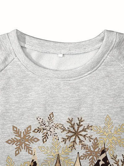 Snowflake Leopard Christmas Tree Sweatshirt: Stylish, Comfortable, and Plus Size-Friendly