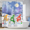 Whimsical Snowman Shower Curtain Set: Water-Resistant Curtain, Non-Slip Rug, and Festive Toilet Cover for Charming Christmas Decor