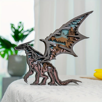 Enchanting Dragon Wooden Art Animal Figurine Lamp for Kids' Bedroom Decor - A Perfect Gift for Dragon Lovers!