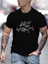 Let's Get Lit Letter Print Men's Summer T-Shirt: A Festive Graphic Tee Perfect for Christmas and Gifting Men